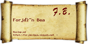 Forján Bea névjegykártya